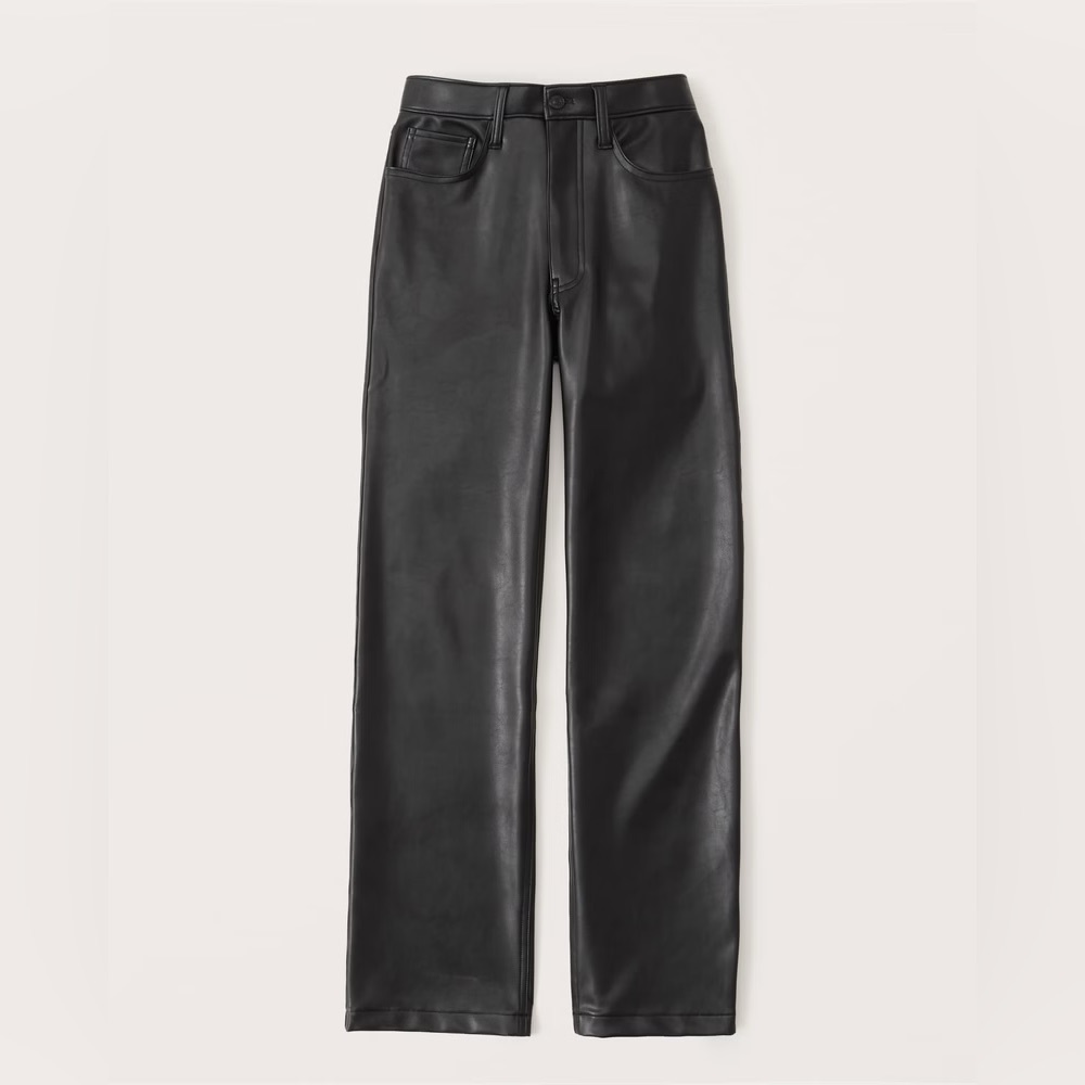 Abercrombie & Fitch Ultra High Rise Vegan Leather 90s Straight Pant SIZE 32/ 14